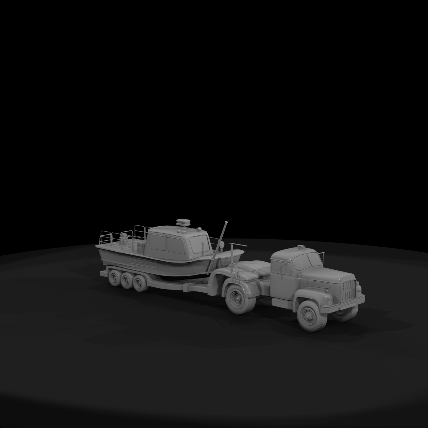 fire department boat and truck