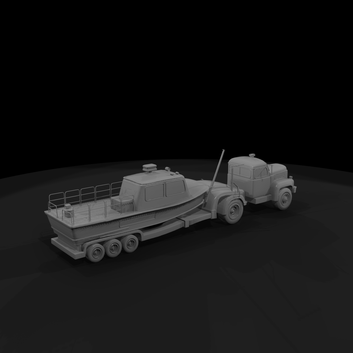 fire department boat and truck