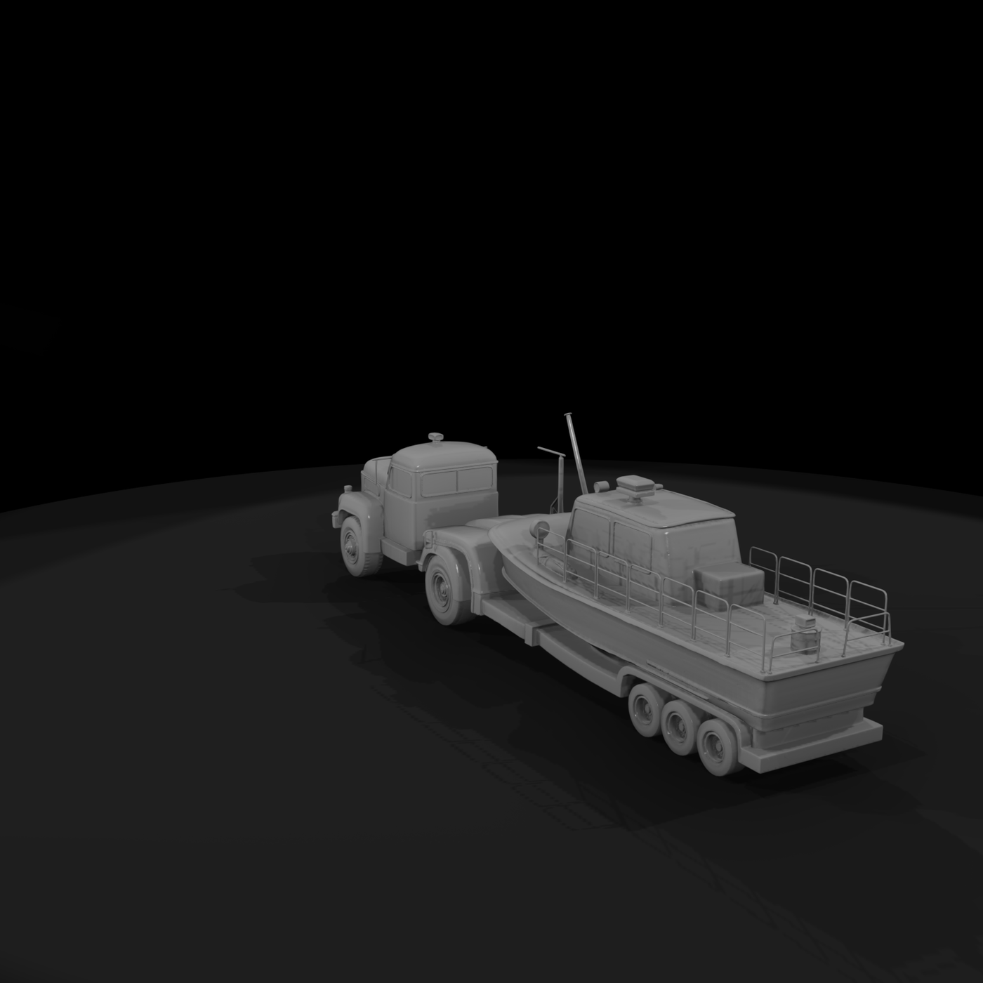 fire department boat and truck