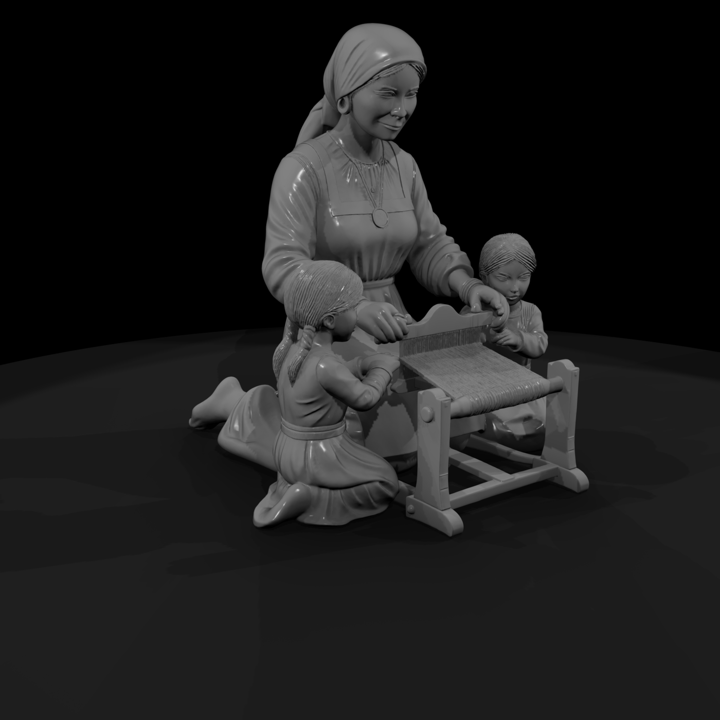 Folk Weaver Family — Stylized (HO /
