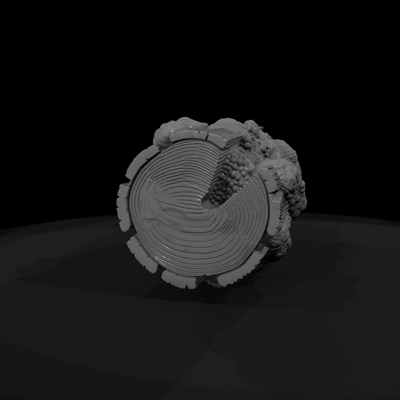 Fungus-Covered Split Log — 3D Printable Terrain Piece