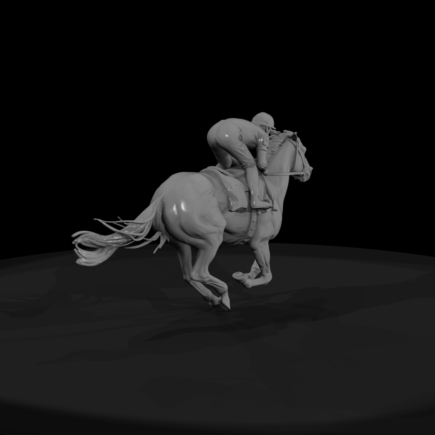 Galloping Racehorse and Jockey
