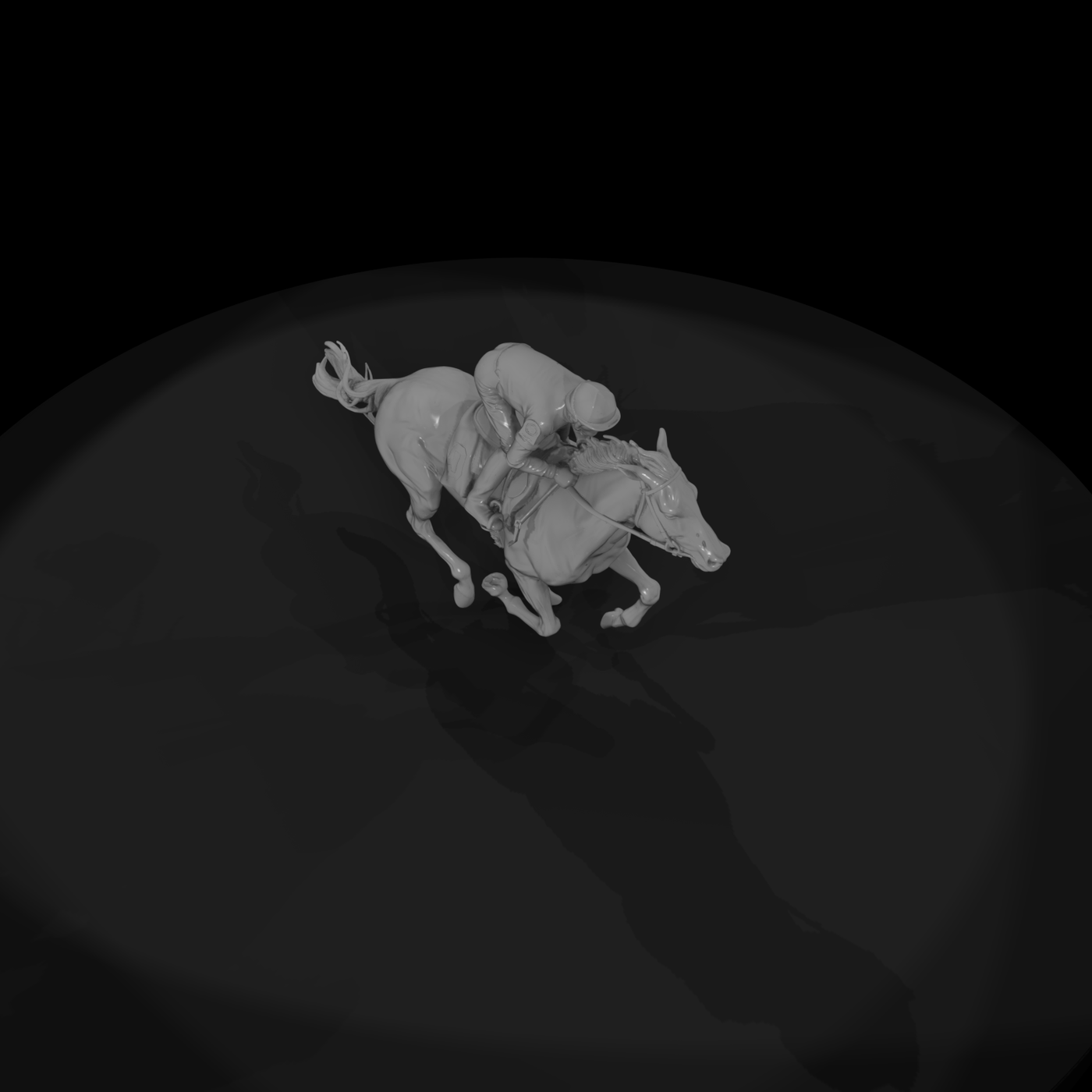 Galloping Racehorse and Jockey