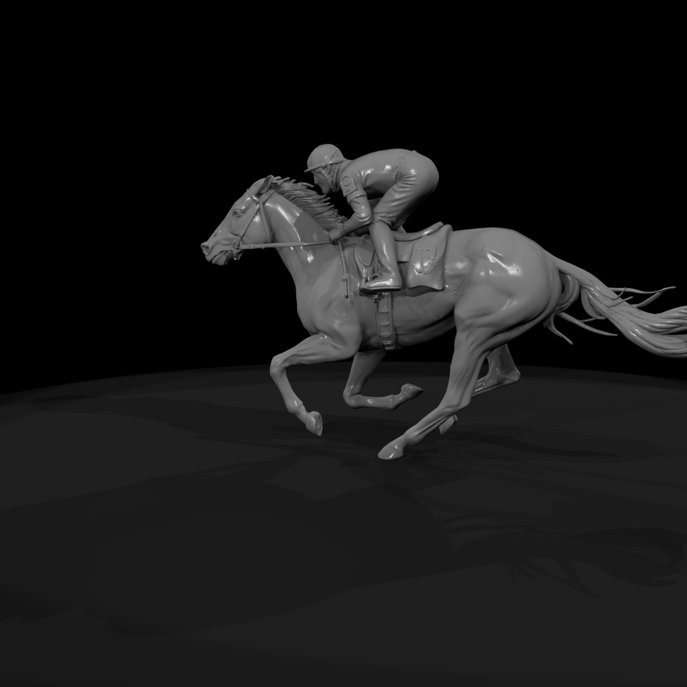 Galloping Racehorse and Jockey