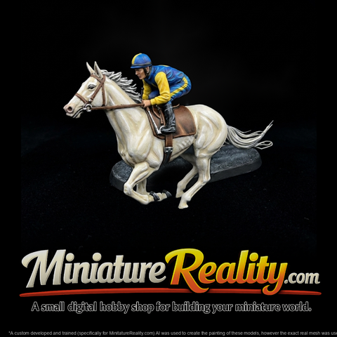 Galloping Racehorse with Jockey — Miniature