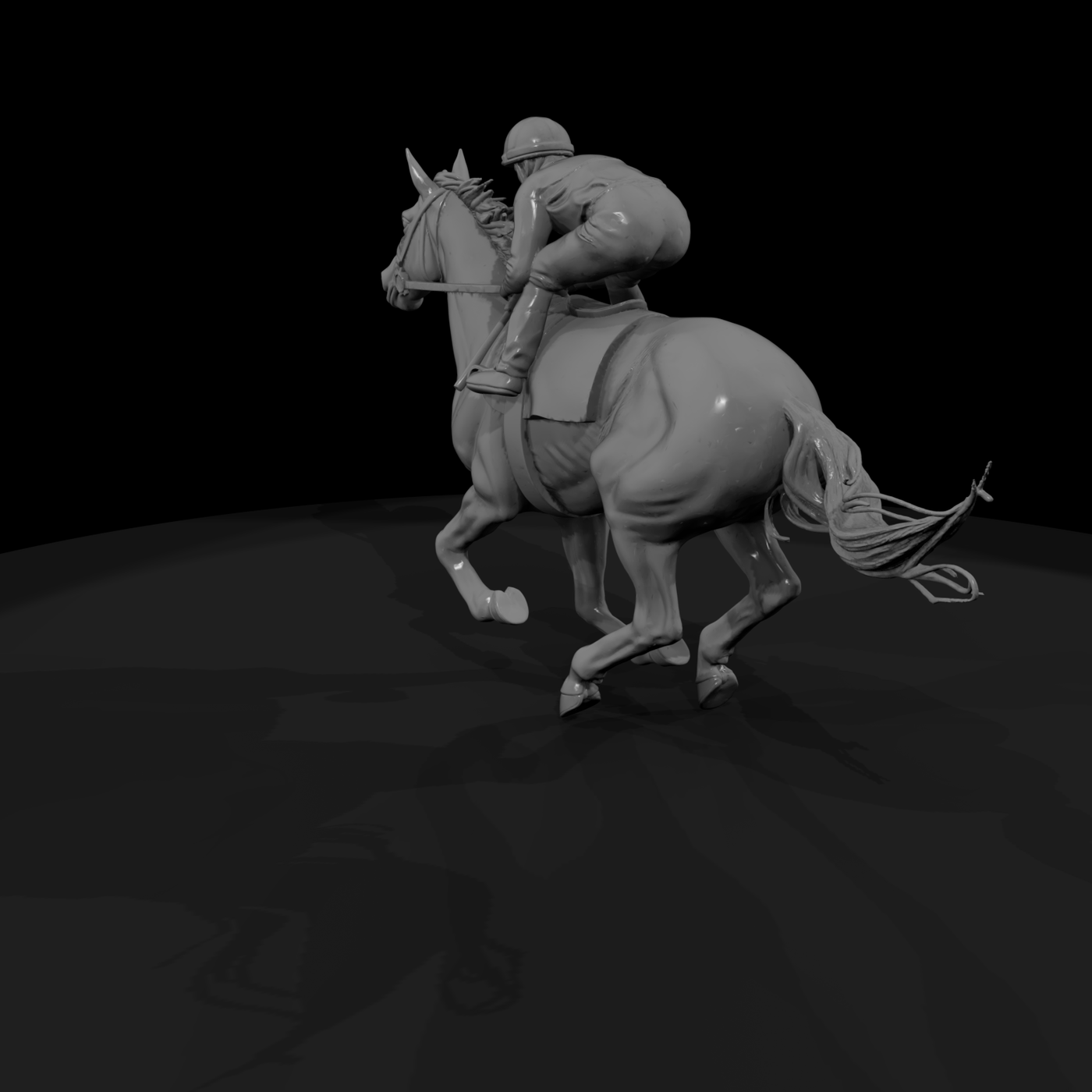 Galloping Racehorse with Jockey