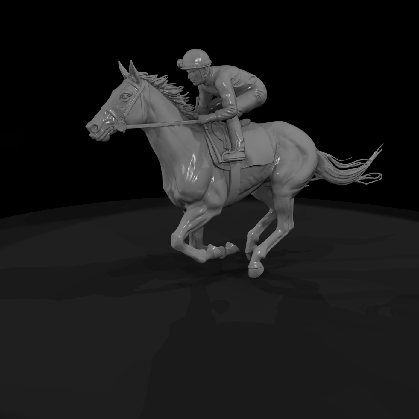 Galloping Racehorse with Jockey