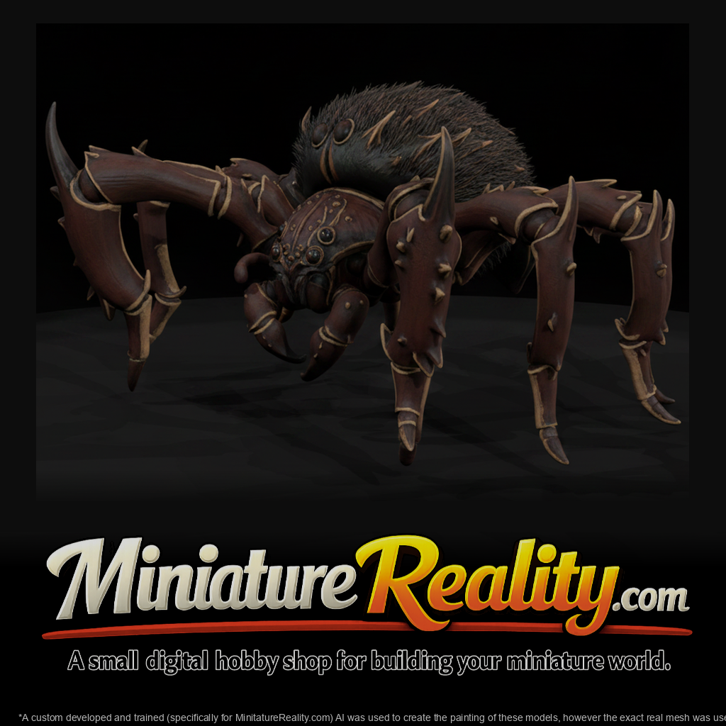 Giant Fantasy Spider miniature, three-quarter view