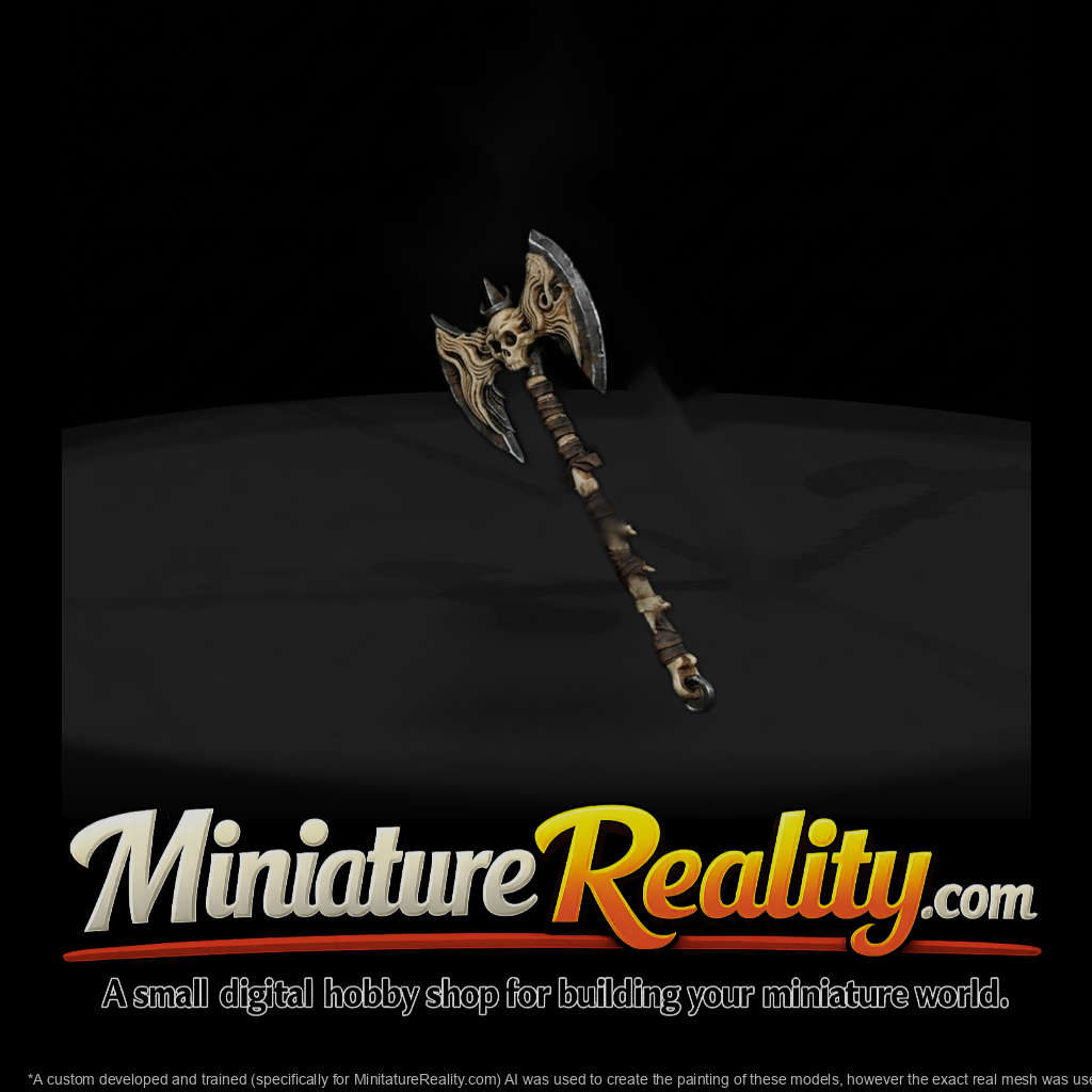 Gothic Double-Bladed Skull Battle Axe