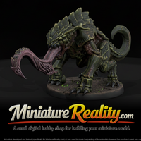 Grimdark Sci Fi Armored Alien Predator miniature, three-quarter view — thumbnail 1