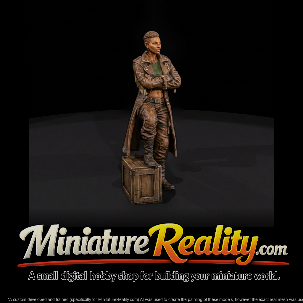 Female Biker Figure on Crate