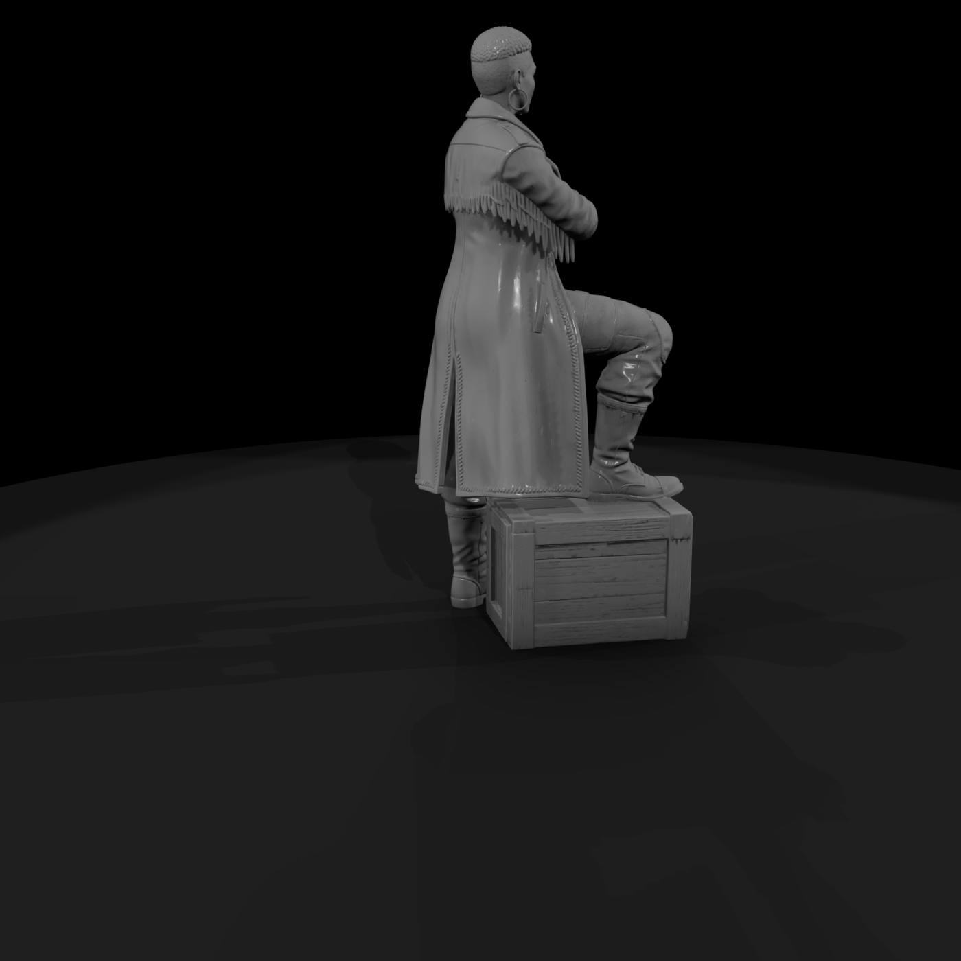 Female Biker Figure on Crate