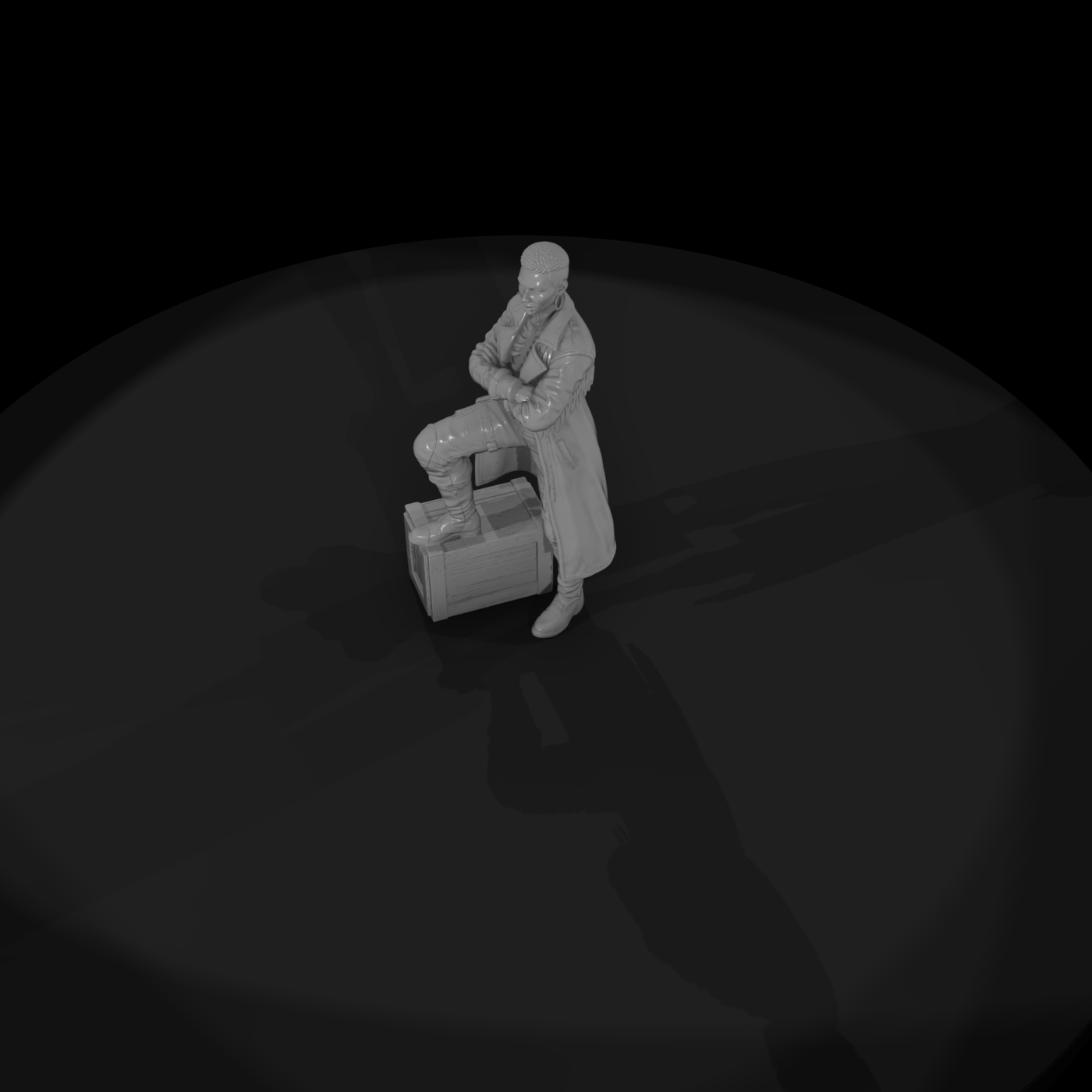 Female Biker Figure on Crate