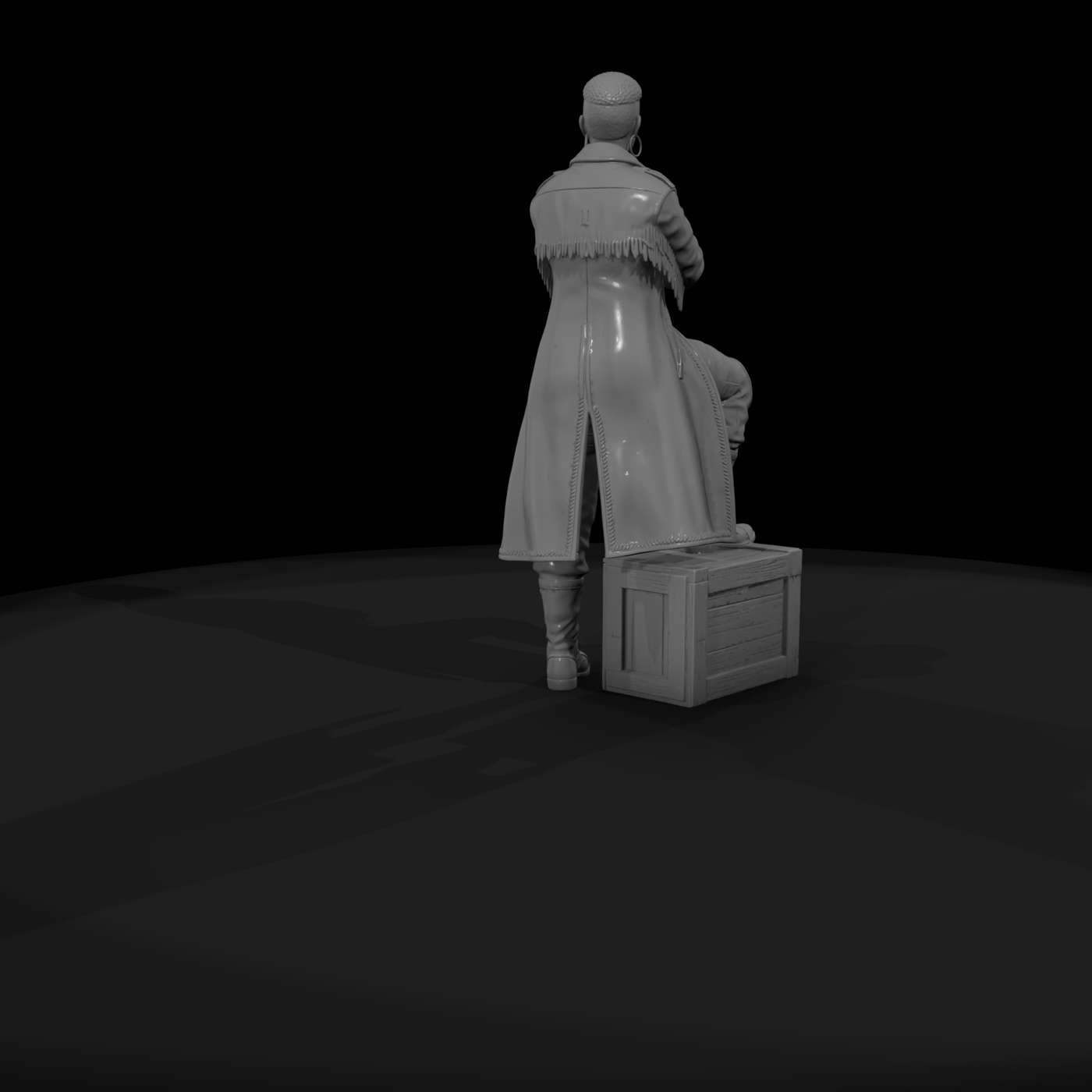Female Biker Figure on Crate