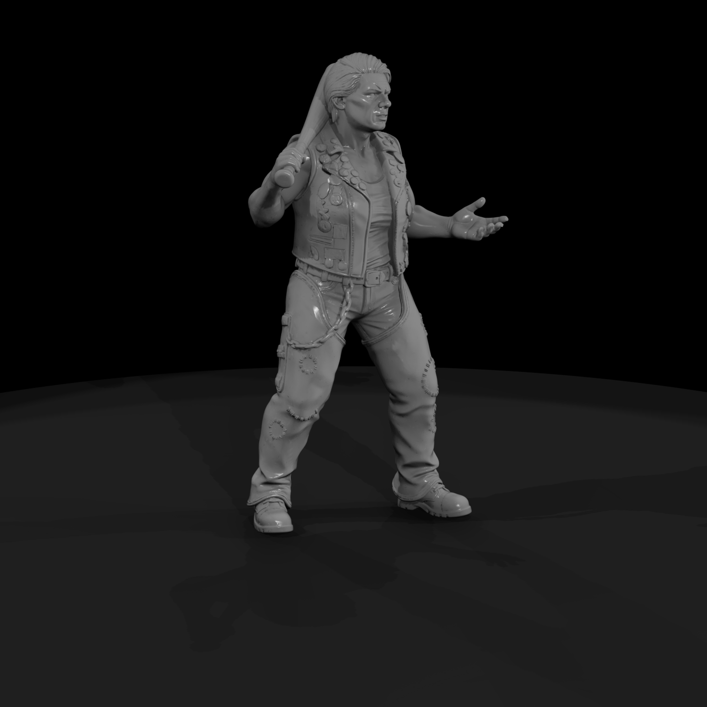 1980s Female Biker Figure with Bat
