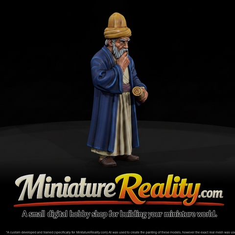 Historical Rumi Figure, three-quarter view