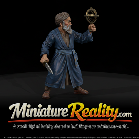 Historical Al Biruni Figure, three-quarter view