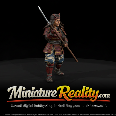 Historical Tomoe Gozen Figure, three-quarter view