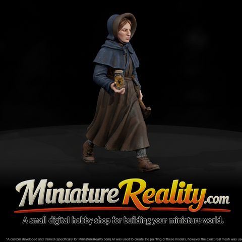 Historical Mary Anning Figure, three-quarter view