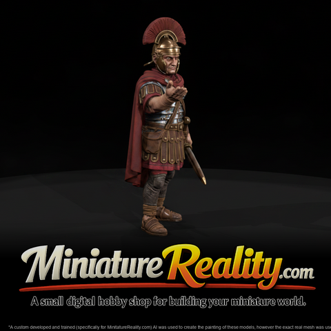 Roman Legionary Centurion Figure, three-quarter view