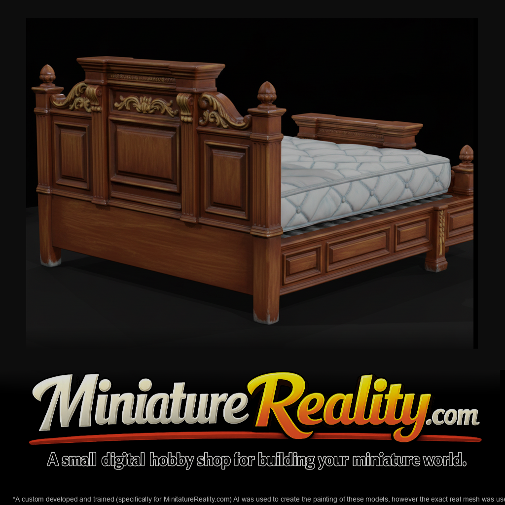 Bed Frame miniature, three-quarter view