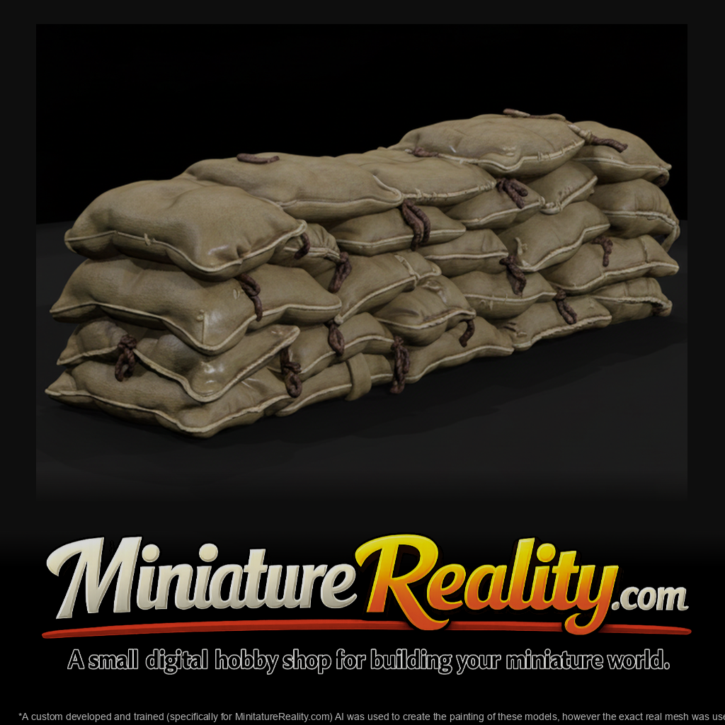 Sandbag Wall Straight miniature, three-quarter view