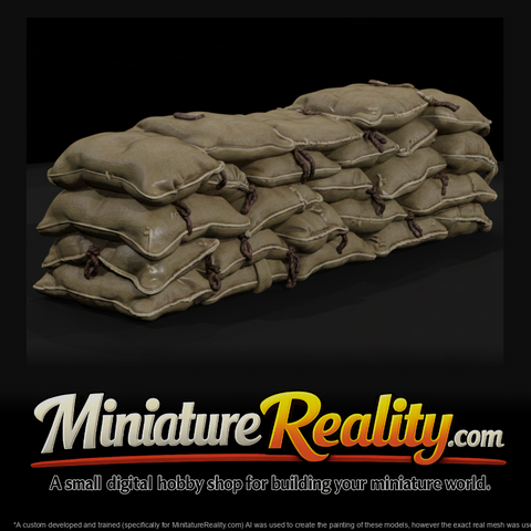 Sandbag Wall Straight miniature, three-quarter view