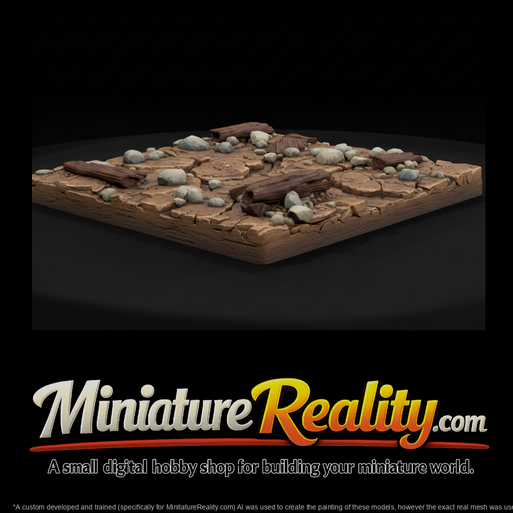Dried Mud Flat Terrain Base miniature, three-quarter view