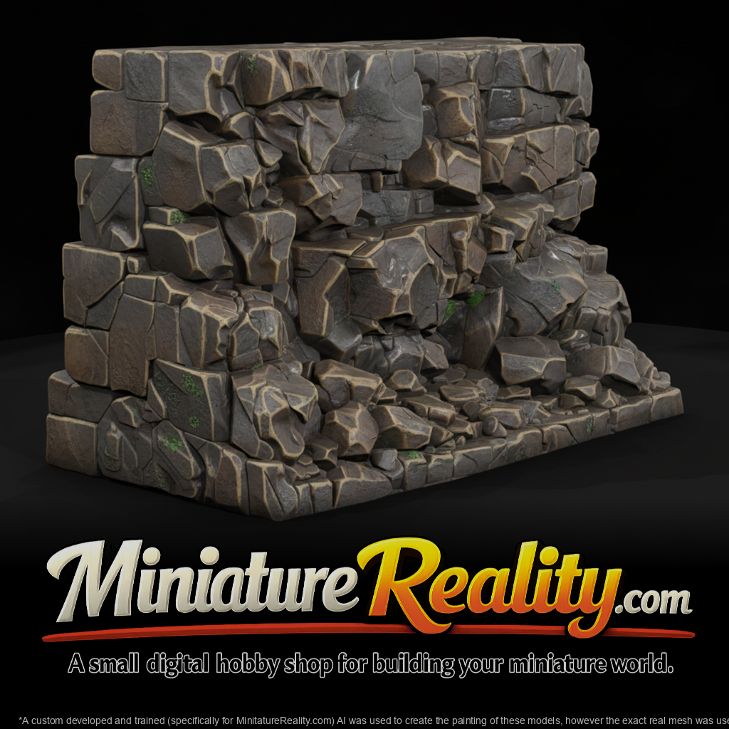 Quarry Rock Wall miniature, three-quarter view