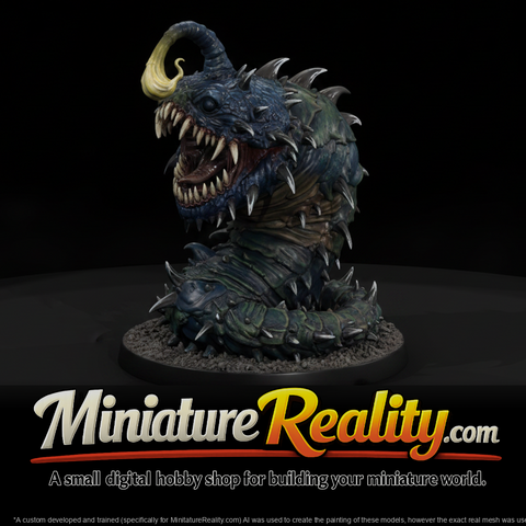 Fanged Angler Burrowing Worm miniature, three-quarter view