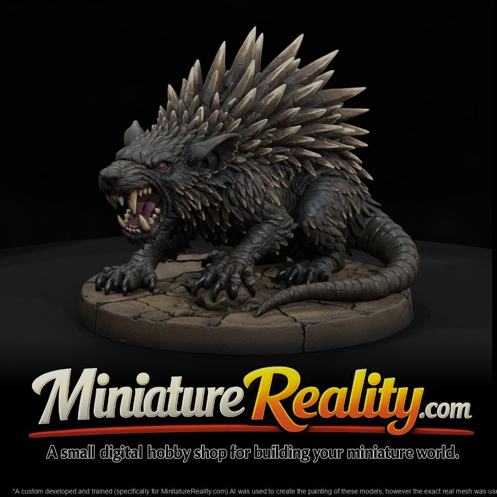 Quill Back Rat Beast miniature, three-quarter view