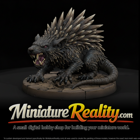 Quill Back Rat Beast miniature, three-quarter view