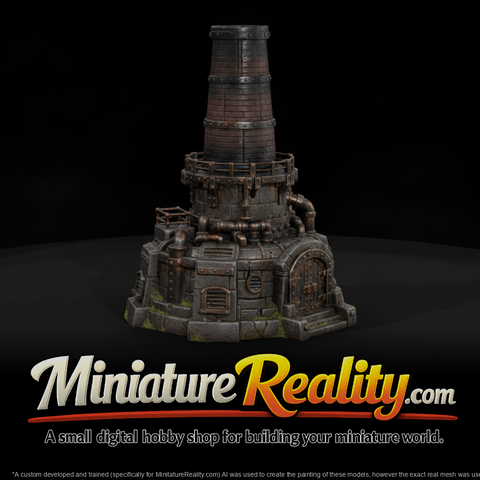 Smokestack Base miniature, three-quarter view