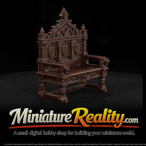 High Back Bench miniature, three-quarter view