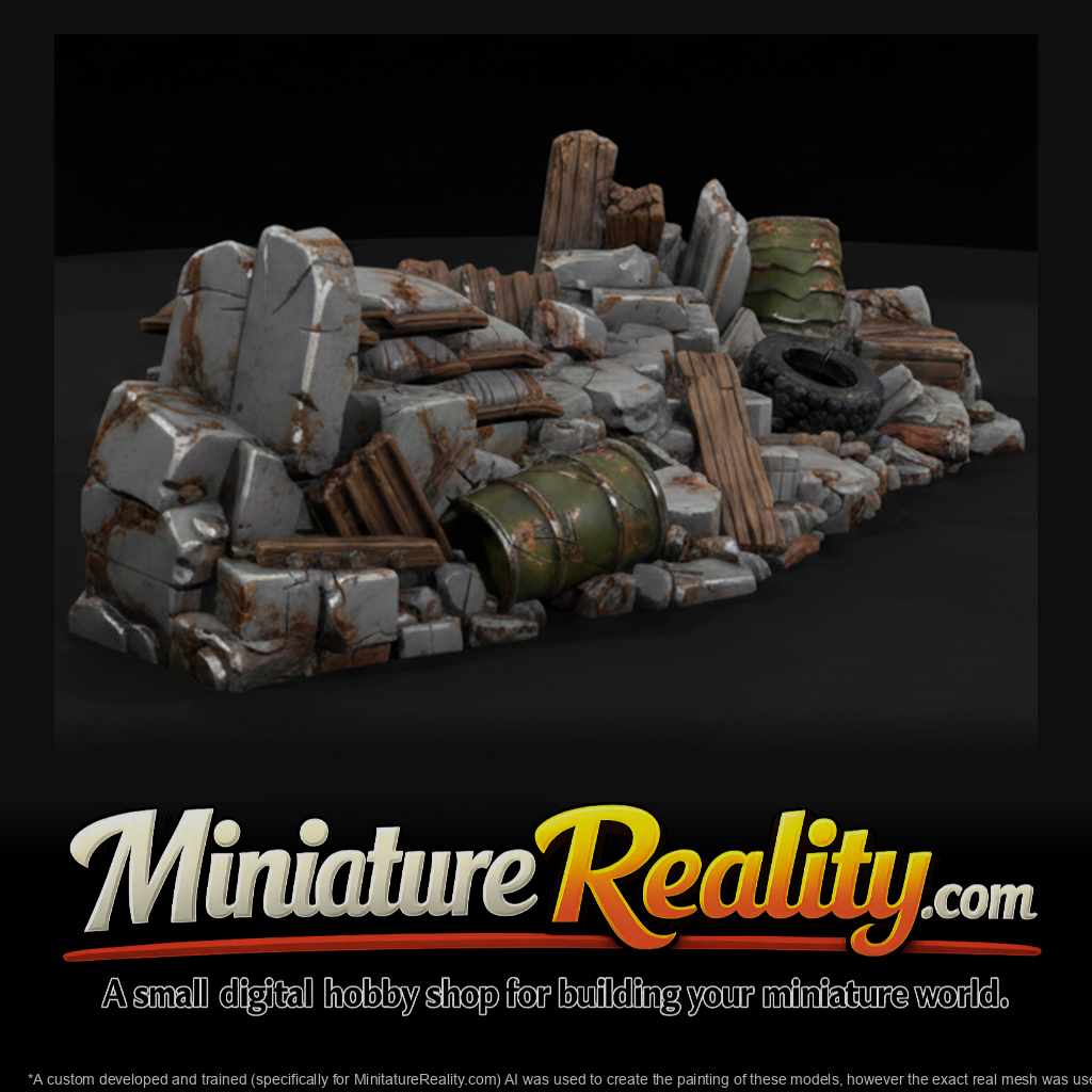 Rubble Barricade miniature, three-quarter view