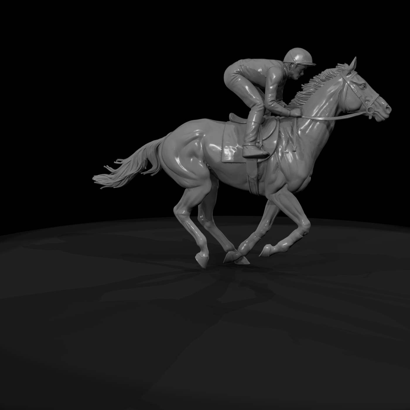 HO Scale Jockey on Galloping Racehorse — Racing Figure