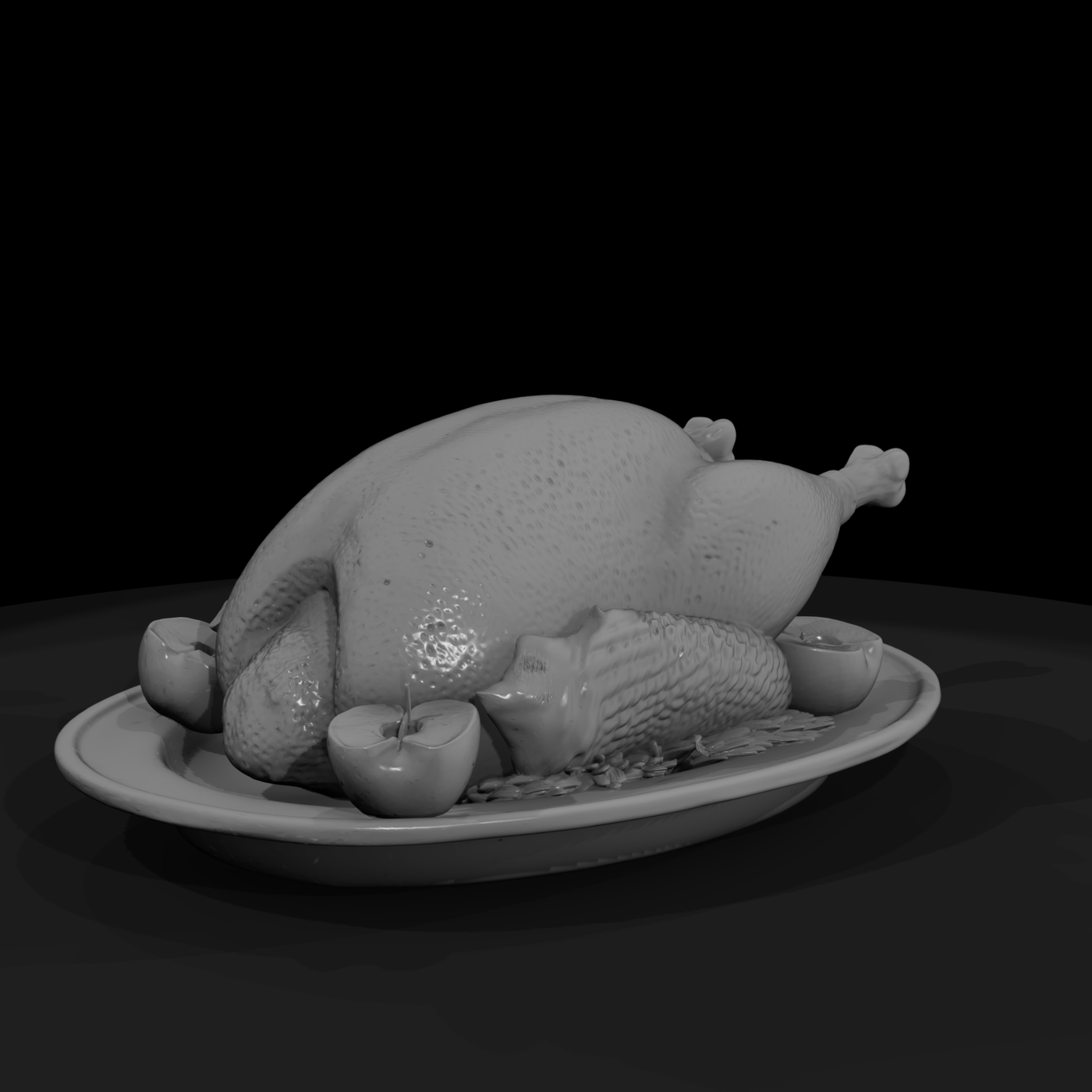 Roast Goose on Platter with Apples