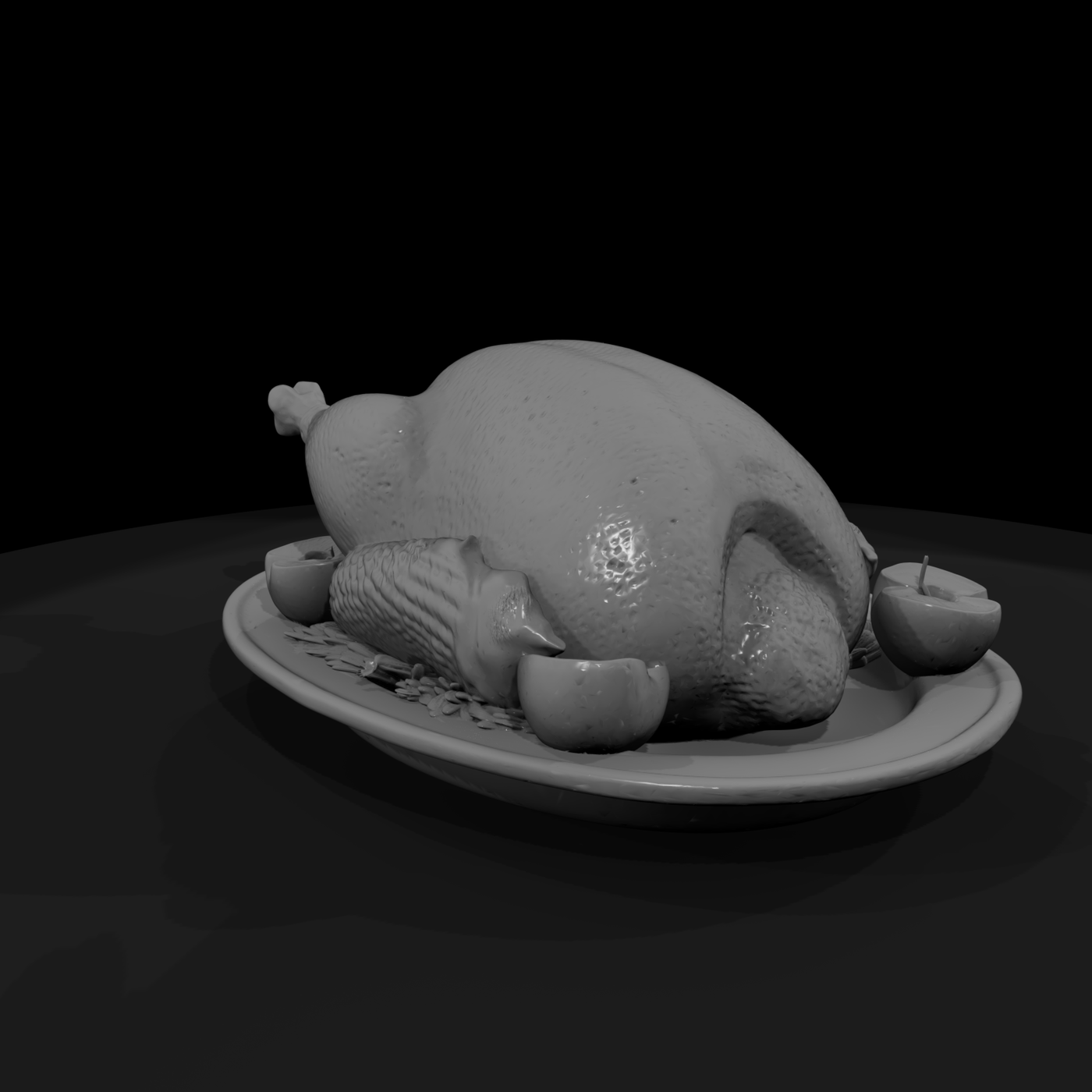 Roast Goose on Platter with Apples