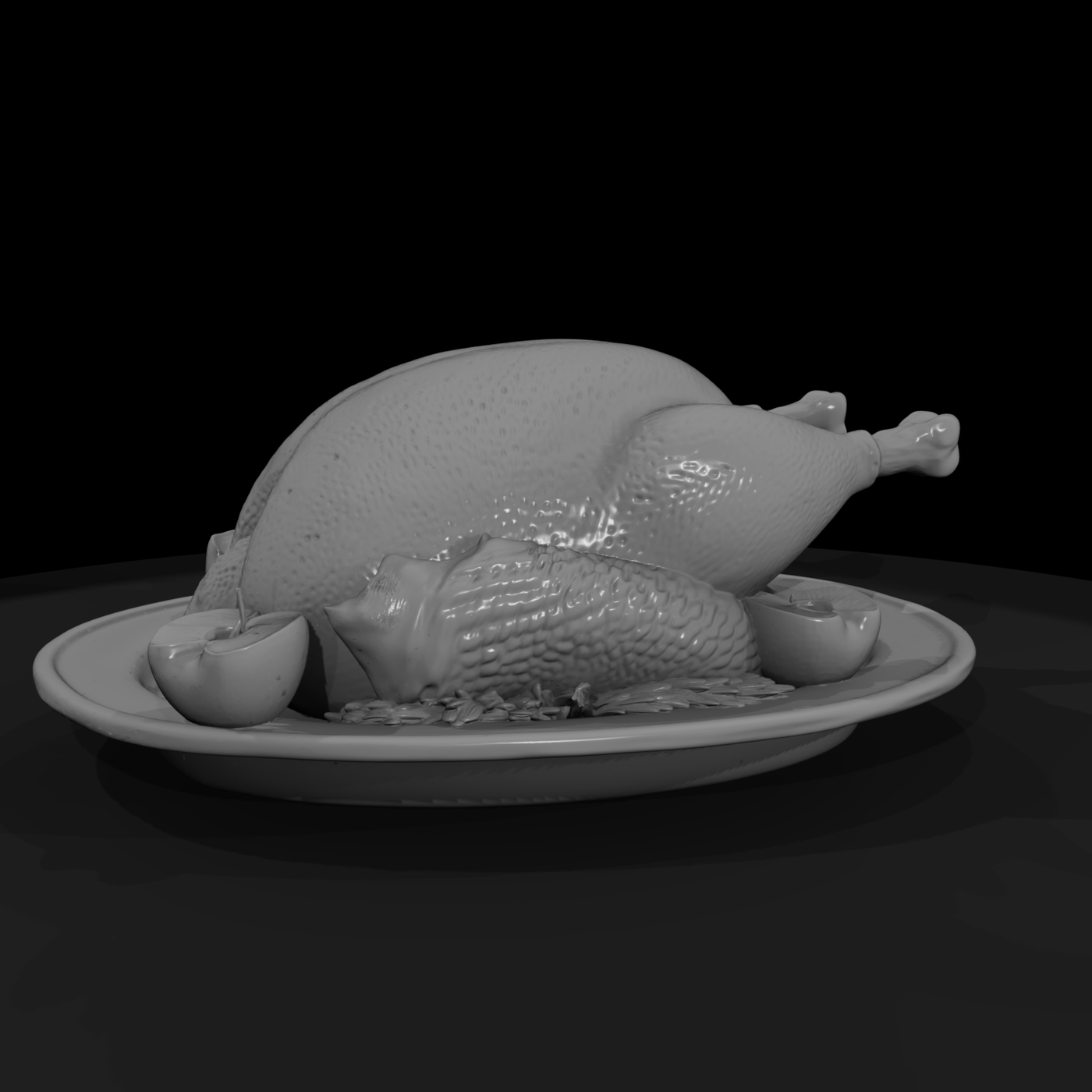 Roast Goose on Platter with Apples