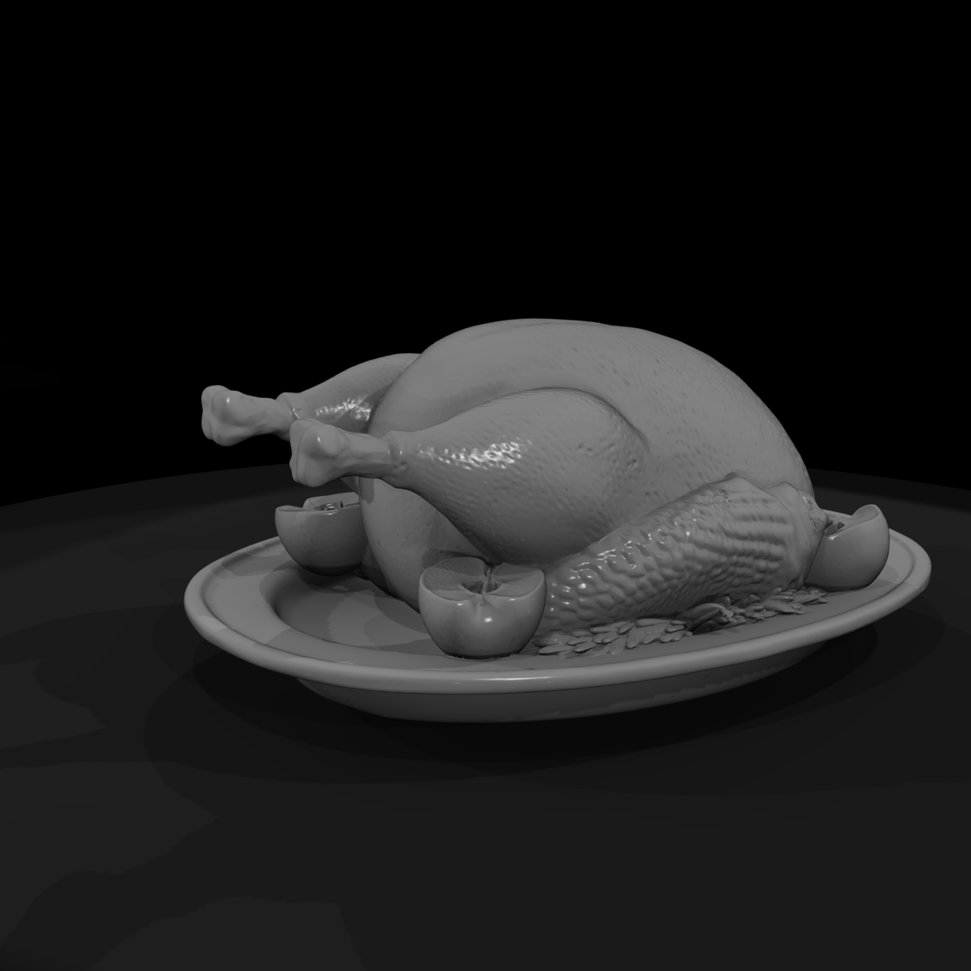 Roast Goose on Platter with Apples
