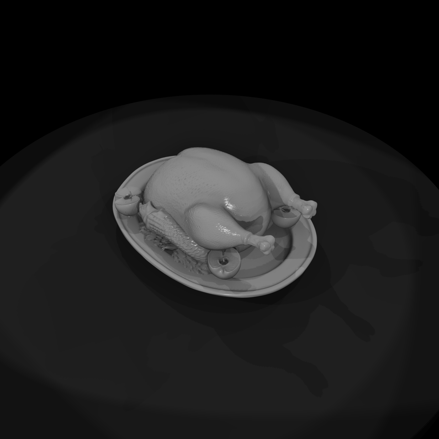 Roast Goose on Platter with Apples