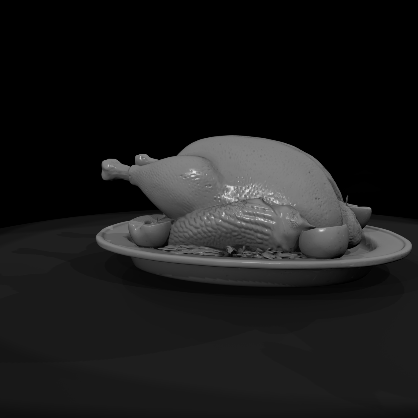 Roast Goose on Platter with Apples