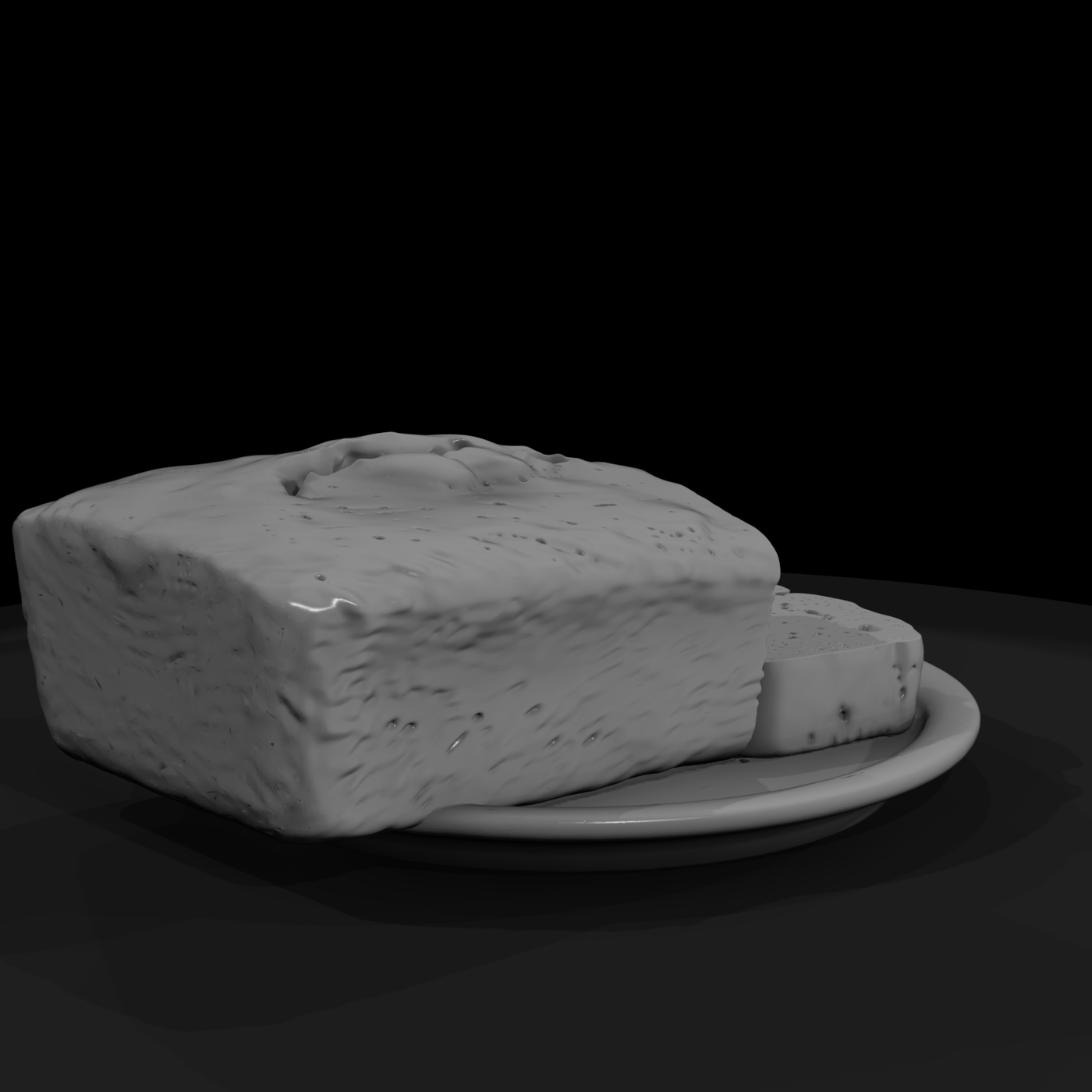 Cornbread Loaf & Slice on Plate