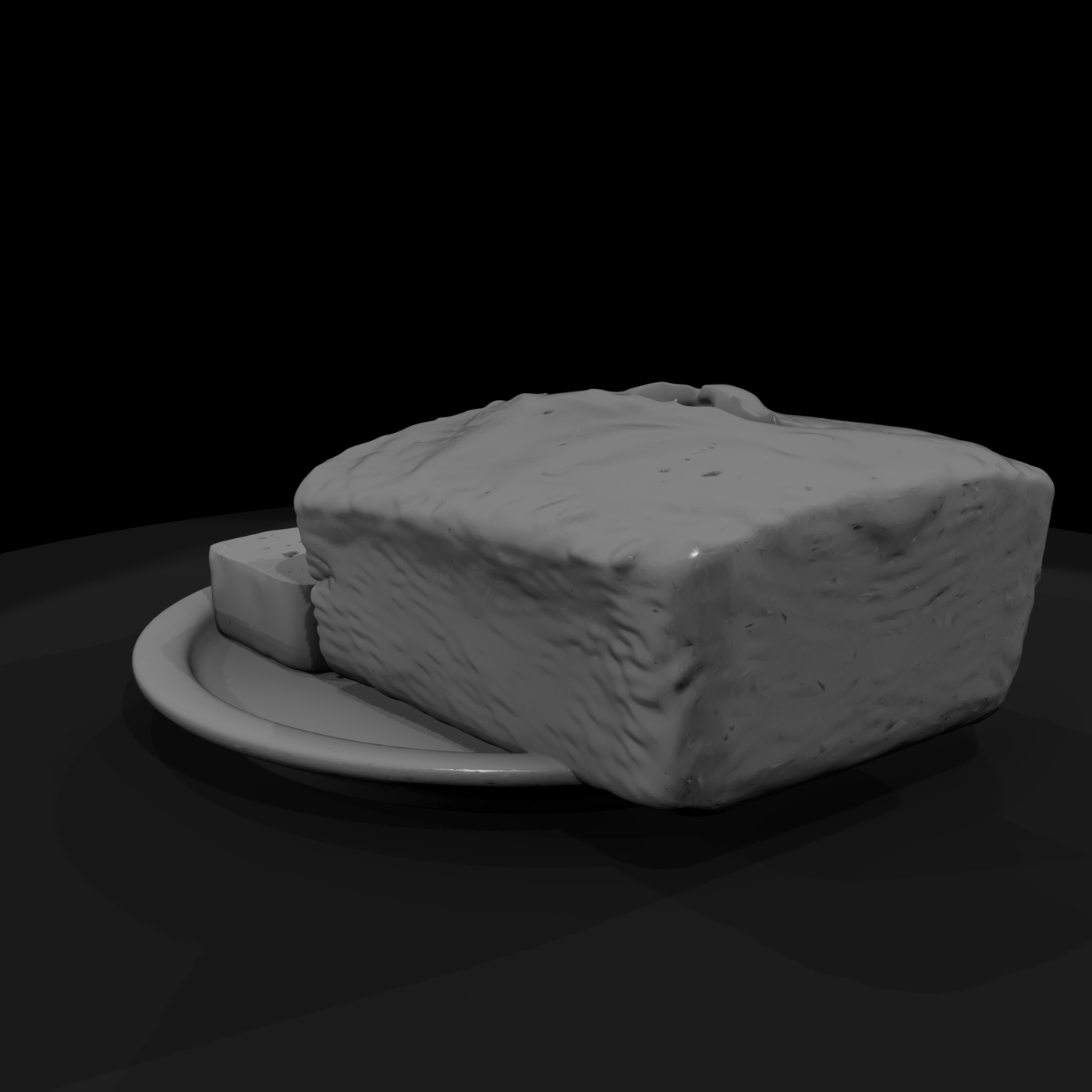 Cornbread Loaf & Slice on Plate