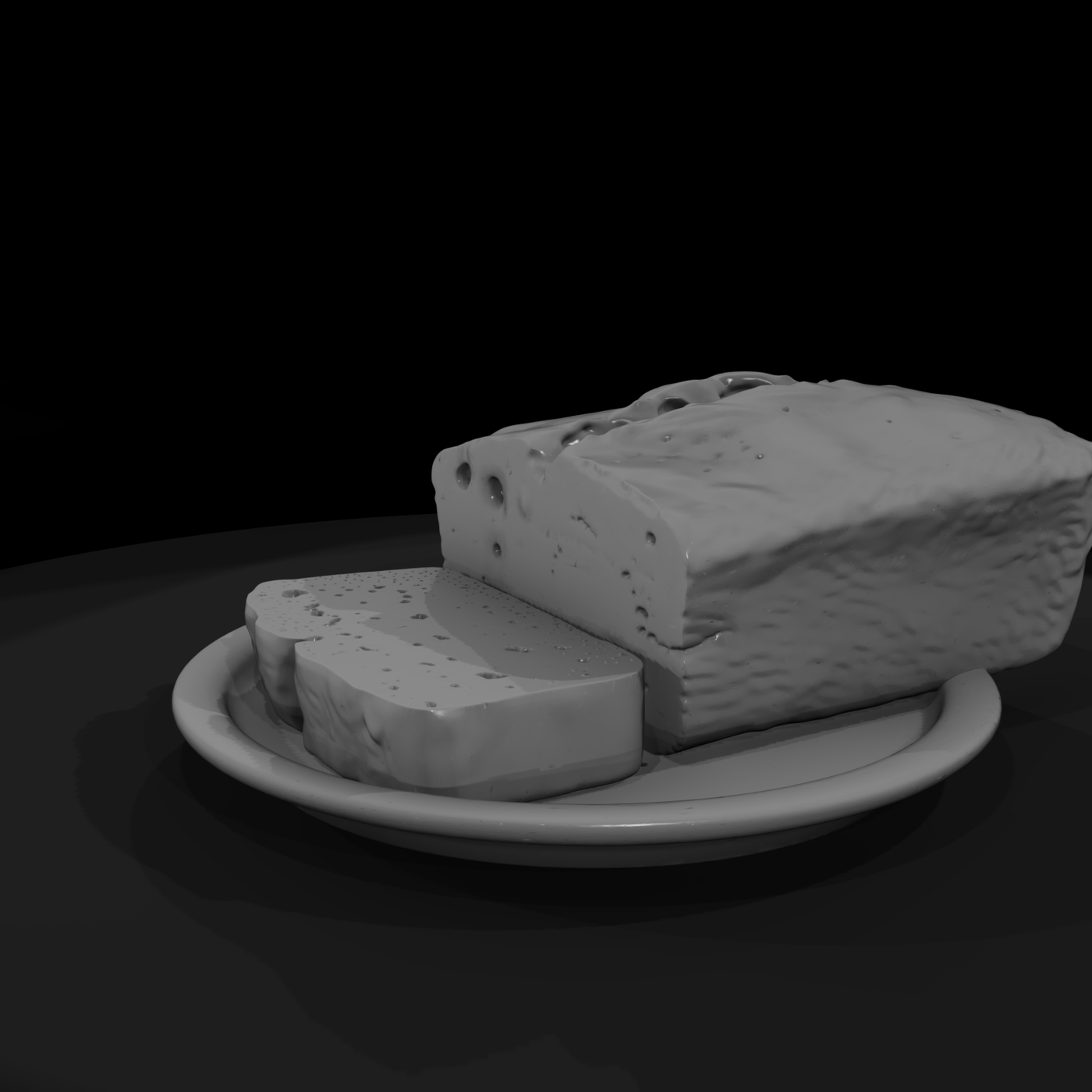 Cornbread Loaf & Slice on Plate