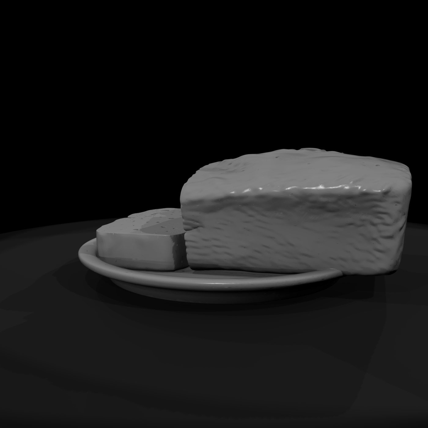 Cornbread Loaf & Slice on Plate