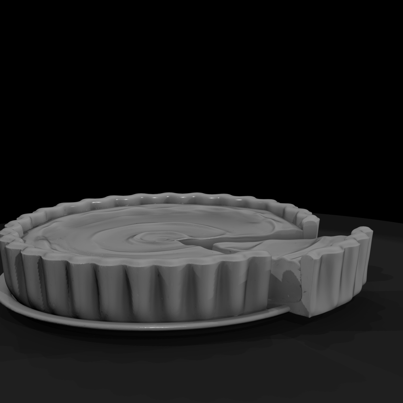 Miniature Pumpkin Pie with Removed Slice on Plate
