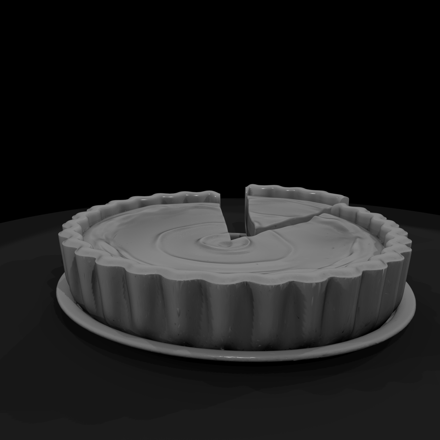 Miniature Pumpkin Pie with Removed Slice on Plate