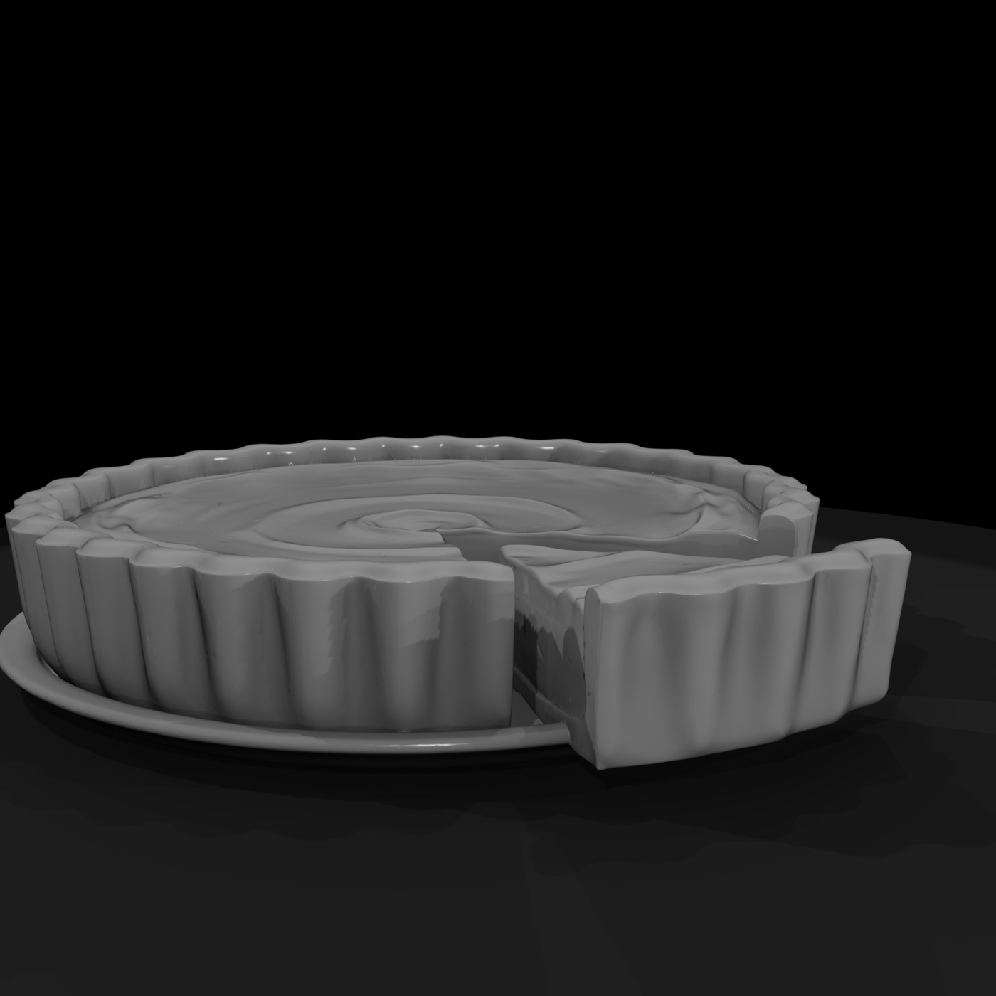 Miniature Pumpkin Pie with Removed Slice on Plate