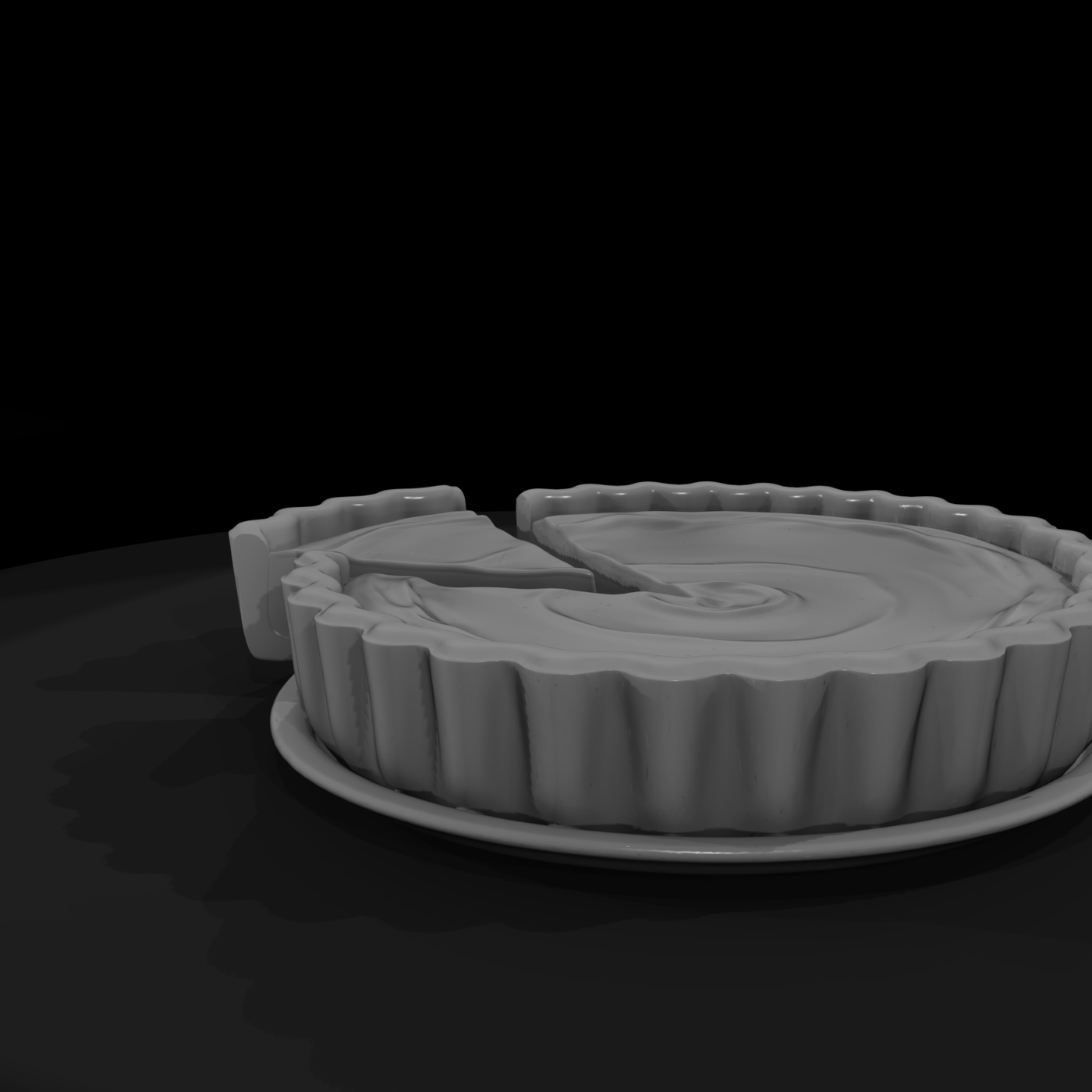 Miniature Pumpkin Pie with Removed Slice on Plate